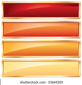 vector buttons in hot colors with golden frame