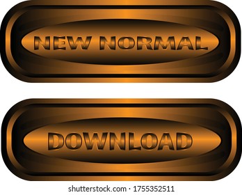 Vector buttons - new normal, download with bronze colour
