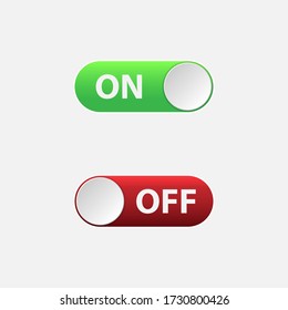 Vector buttons on, off. Slider button. EPS 10. Vector illustration.