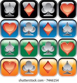 vector buttons with playing cards