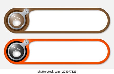 vector buttons with screw and cup of coffee