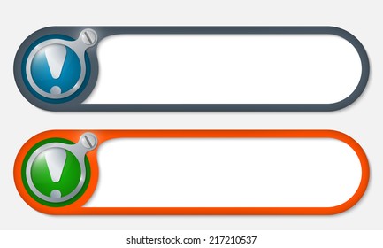 vector buttons with screw and exclamation mark