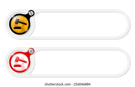 vector buttons with screw and law symbol
