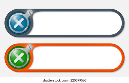 vector buttons with screw and multiplication symbol