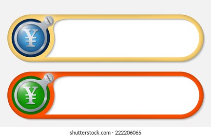 vector buttons with screw and yen symbol