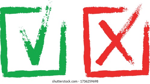 
Vector Tasten für die Abstimmung, Design-Genehmigungszeichen. Das Symbol für das rote X und das grüne OK markiert das Symbol.
