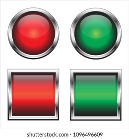Vector buttons for web design. Red and green.
