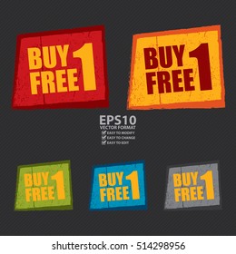 Vector : Buy 1 Free 1 Label, Sign or Icon