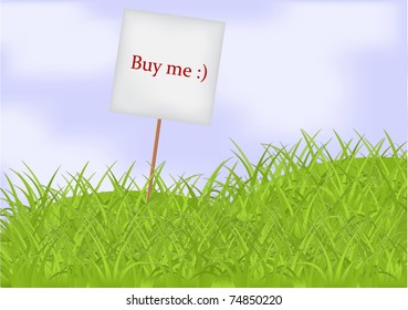 vector "buy me" banner on a meadow