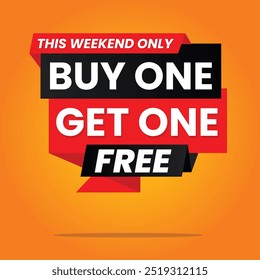 Vector Buy One Get One Red banner | DESIGN ELEMENT | Buy One Get One Free Tag | Vector | EPS 10