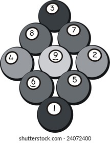 Vector b/w billiard balls