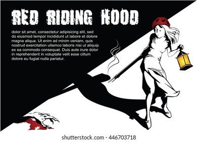Vector BW Illustration. Template flyers. Little girl kills evil.