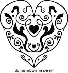 Vector by hand. Heart love pattern