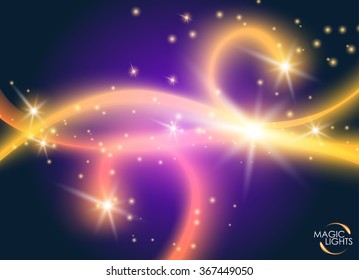vector c blurred magic neon light curved line with glow spark. Dramatic lighting effect sparkling wave background. Modern design wallpaper.