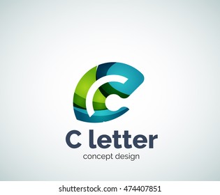 Vector C letter concept logo template, abstract business icon