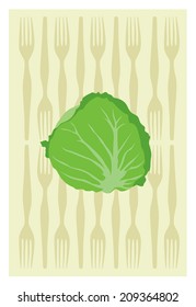 Vector of cabbage. Clean Eating Concept.
