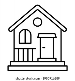 Vector Cabin Outline Icon Design
