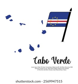 Vector Cabo flag with map banner  Cabo flag Vector illustration design or Cabo independence day banner design