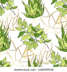 Vector Cacti floral botanical flower. Wild spring leaf wildflower isolated. Green engraved ink art. Seamless background pattern. Fabric wallpaper print texture.