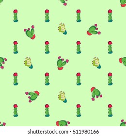 Vector Cactus Background. Seamless Pattern. Exotic Plant. Tropical Background.