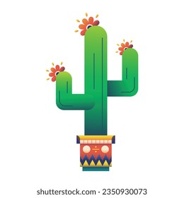 vector cactus cartoon art deco illustration isolated