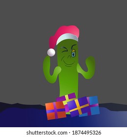 Vector Cactus Clause Illustration Image,Perfect For Simple Brochure etc