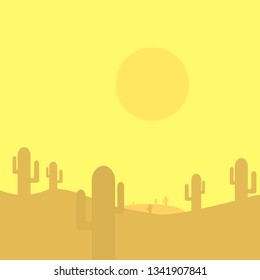 vector cactus desert, cactus, digital painting. for web design element, for motion graphic, banner.