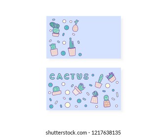 Vector cactus design set.  Houseplant composition in doodle style.