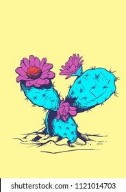 Vector cactus with flower