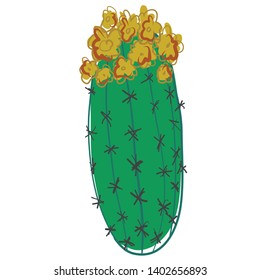 vector cactus with flower by hand