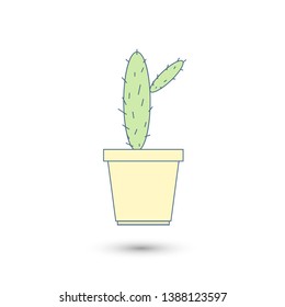 Vector cactus icon. Plant in pot symbol. For design, web site design, logo, app, UI.