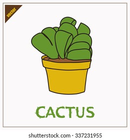 Vector Cactus isolated. Home Flower. Cute Plant.