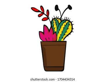 
Vector of cactus and leaves Collection of exotic plants Natural decorative elements are isolated on a white background.

