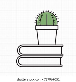 Vector of cactus on books