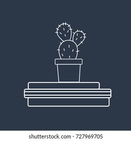 Vector of cactus on books