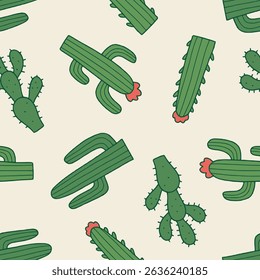 Vector Cactus Pattern Repeat Seamless for Wallpaper Background Cover Packaging