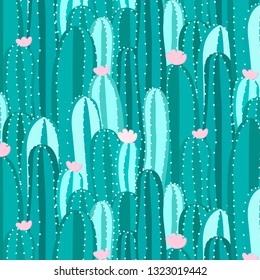 vector cactus plant pattern. Bright repeated texture with green cactus. natural background with desert plants. seamless pattern