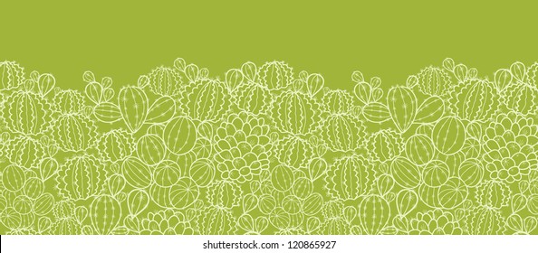 Vector cactus plants horizontal seamless pattern ornament background with hand drawn elements.