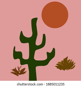 Vector Cactus Plants On Desert,Perfect For Business Brochures etc