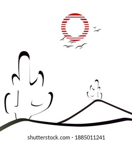 Vector Cactus Plants On Desert,Perfect For Business Brochures etc