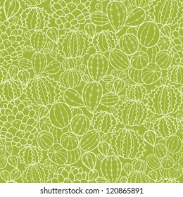 Vector cactus plants seamless pattern background with hand drawn elements.