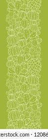 Vector cactus plants vertical seamless pattern ornament background with hand drawn elements.