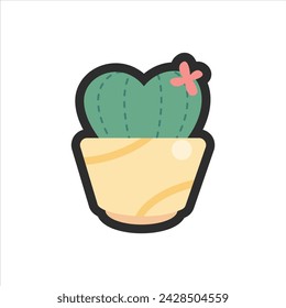 vector cactus in pot cartoon style flat vector