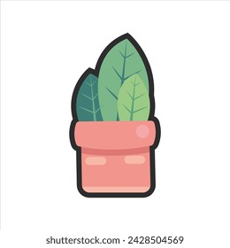 vector cactus in pot cartoon style flat vector