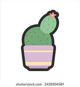vector cactus en el vector plano del estilo de la historieta del pote