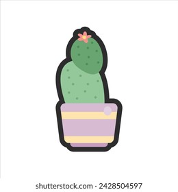 vector cactus in pot cartoon style flat vector