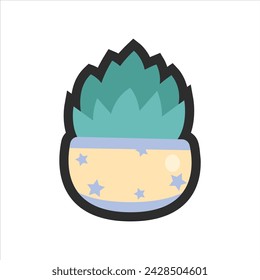 vector cactus in pot cartoon style flat vector