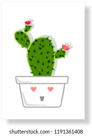 Vector Cactus Pot Lovely face