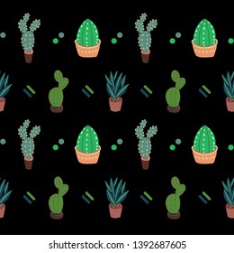 vector cactus and pot pattern
