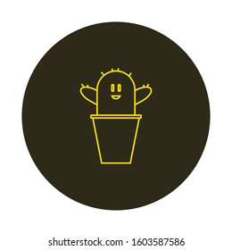 vector cactus shaped icon with smiley face